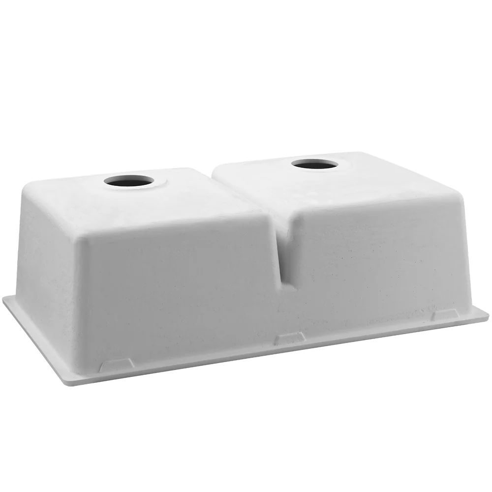 Stone Kitchen Sink 790X460MM Granite Under/Topmount Basin Double Bowl White - Nurns