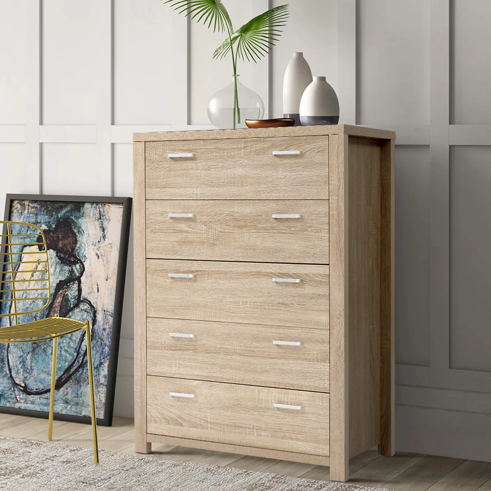 Artiss 5 Chest of Drawers - Pine - Nurns