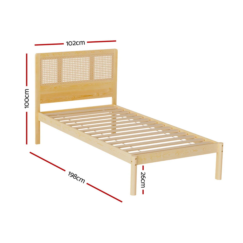 Shale Bed & Mattress Package with 34cm Mattress - Natural Wood Single - Nurns