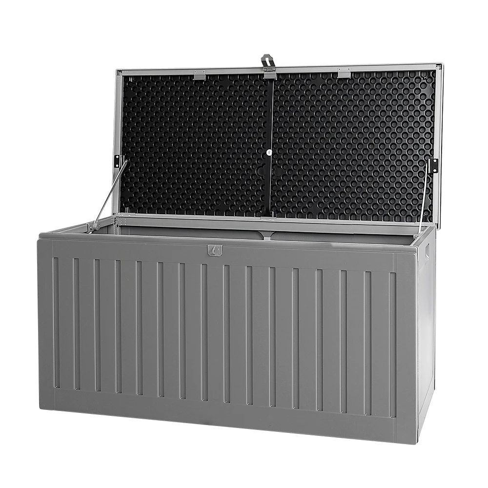 Outdoor Storage Box Container Garden Toy Indoor Tool Chest Sheds 270L Dark Grey - Nurns