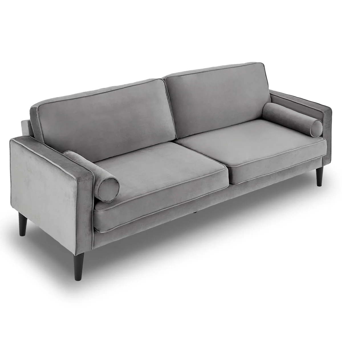 Melody 2-Seater Faux Velvet Suite Sofa Bed Lounge - Grey - Nurns