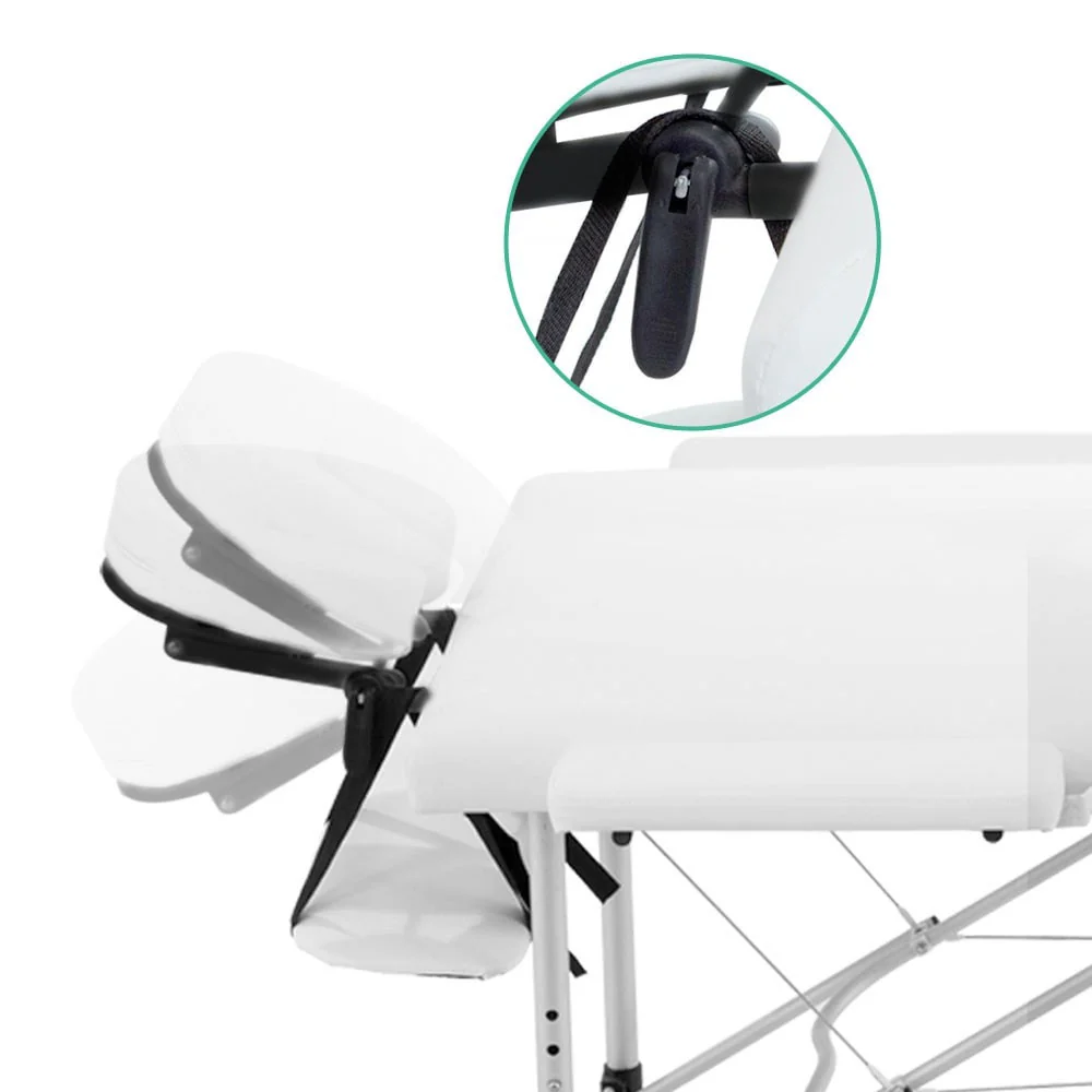 Massage Table 75cm 3 Fold Aluminium Beauty Bed Portable Therapy White - Nurns