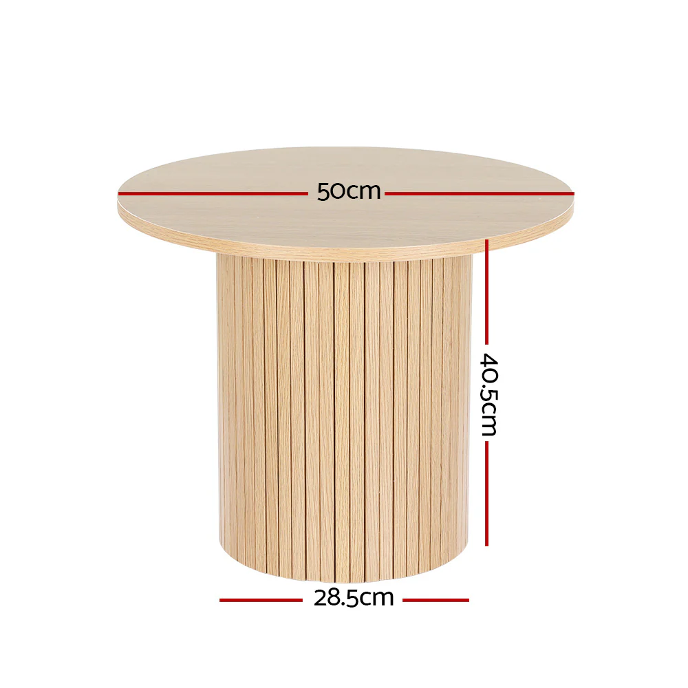 Iasonas Round Side End Table Fluted Base - Wood - Nurns