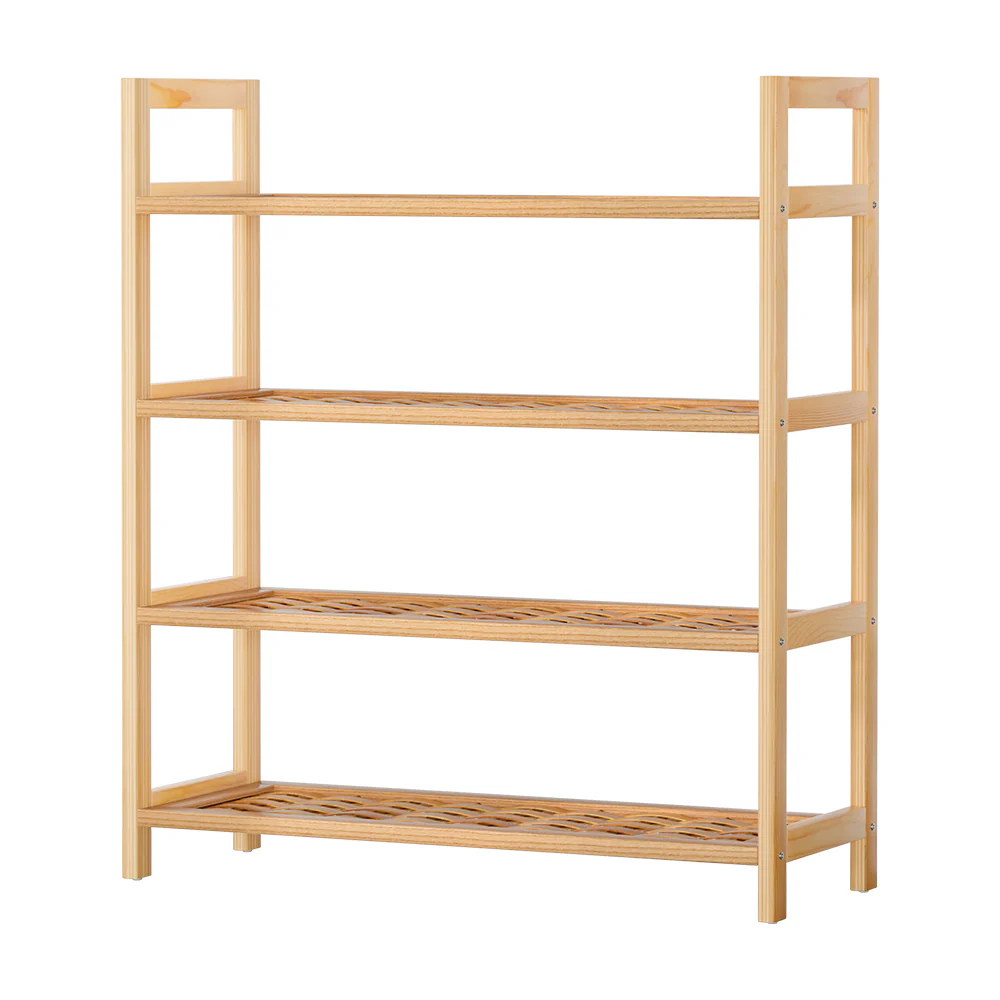 Artiss 4-tier Shoe Rack 12 Pairs Shoe Storage Weaved Shelves - Nurns