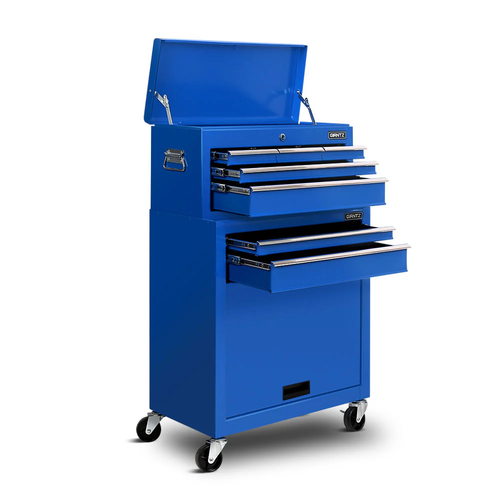 7 Drawer Tool Box Cabinet Chest Storage Garage Toolbox Organiser Set Blue - Nurns