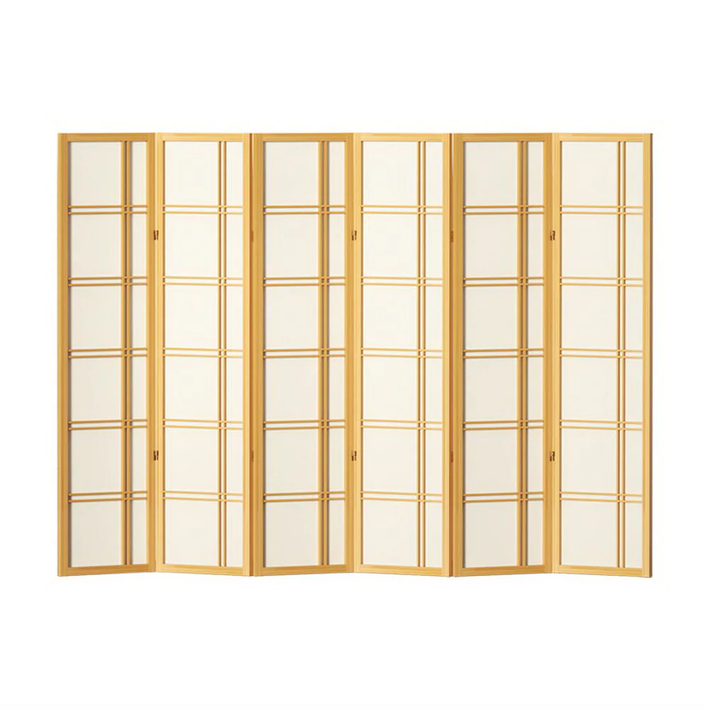 6 Panel Room Divider Screen 265x179cm - Natural - Nurns