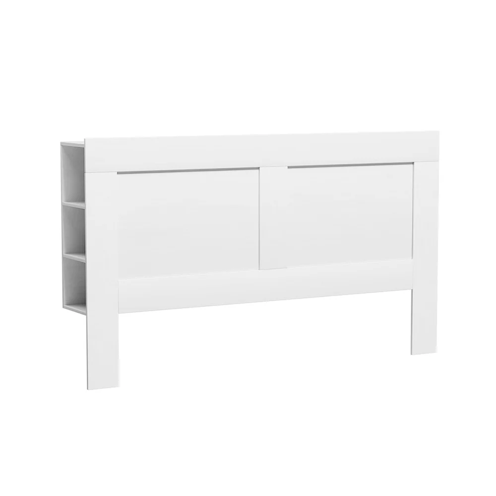 Bed Head With Shelves Headboard Bedhead Base - White King - Nurns