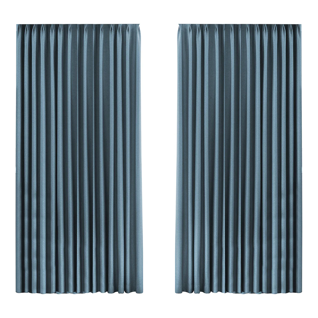 Set of 2 240x250 Blockout Curtains Chenille - Blue - Nurns