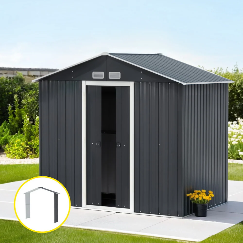 Giantz Garden Shed Outdoor Storage 2.15x1.74M Tool Workshop House w/Extension Kit - Nurns