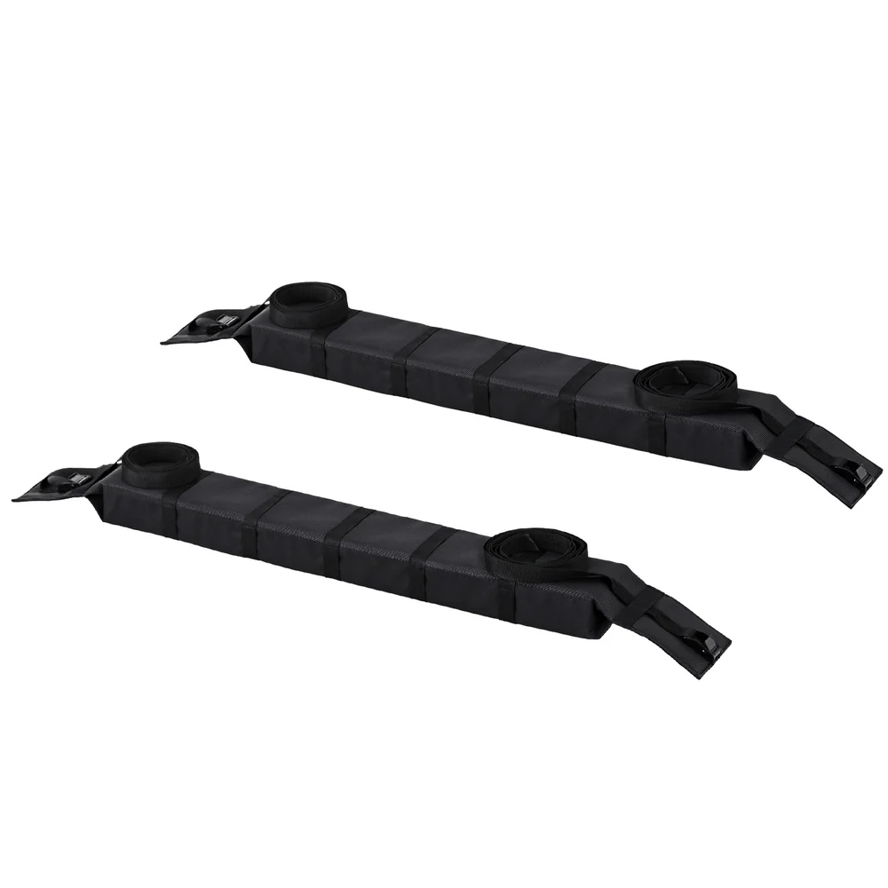 Universal Soft Car Roof Rack 116cm Luggage Carrier Adjustable Strap Black - Nurns