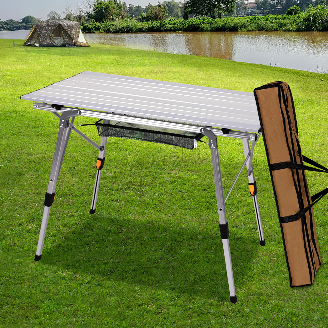 Camping Table Roll Up Folding Portable Aluminium Outdoor BBQ Desk Picnic - Nurns
