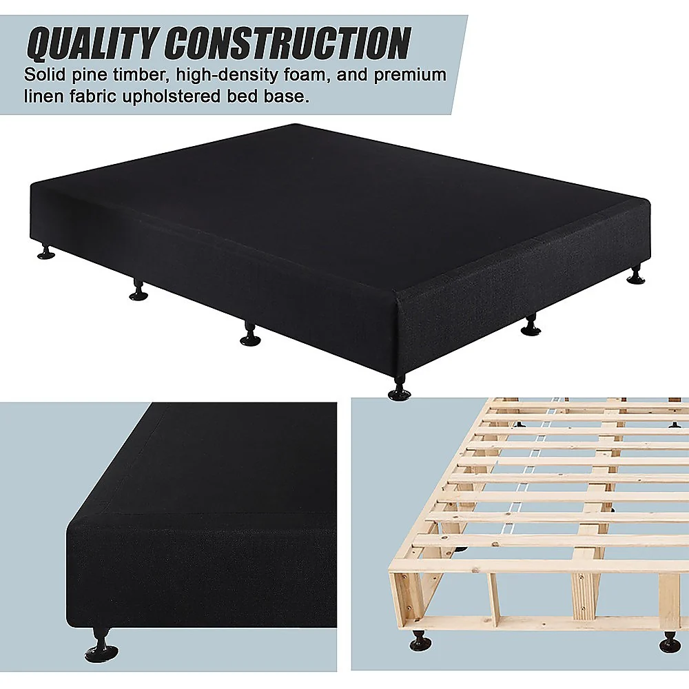 Aisha Ensemble Bed Base Linen Fabric - Midnight Black Queen - Nurns