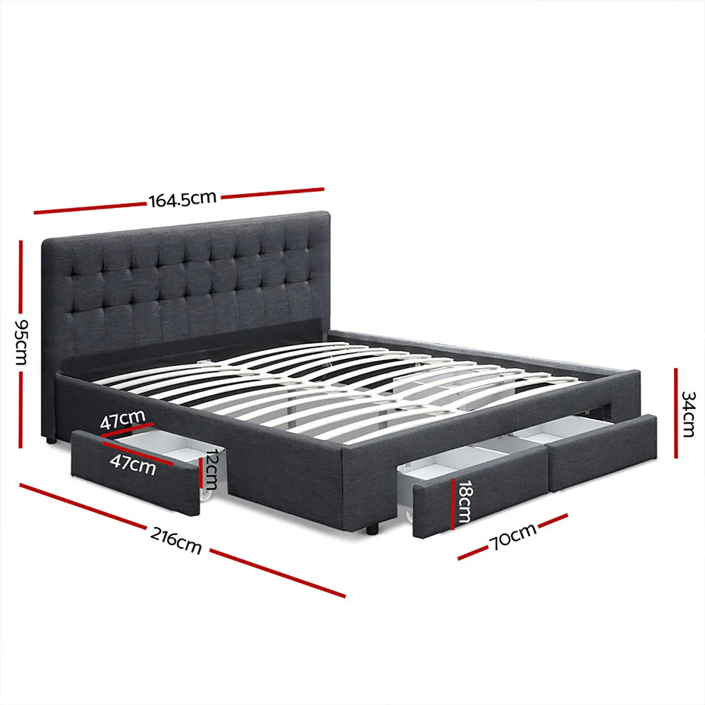 Pluto Bed & Mattress Package - Charcoal Queen - Nurns