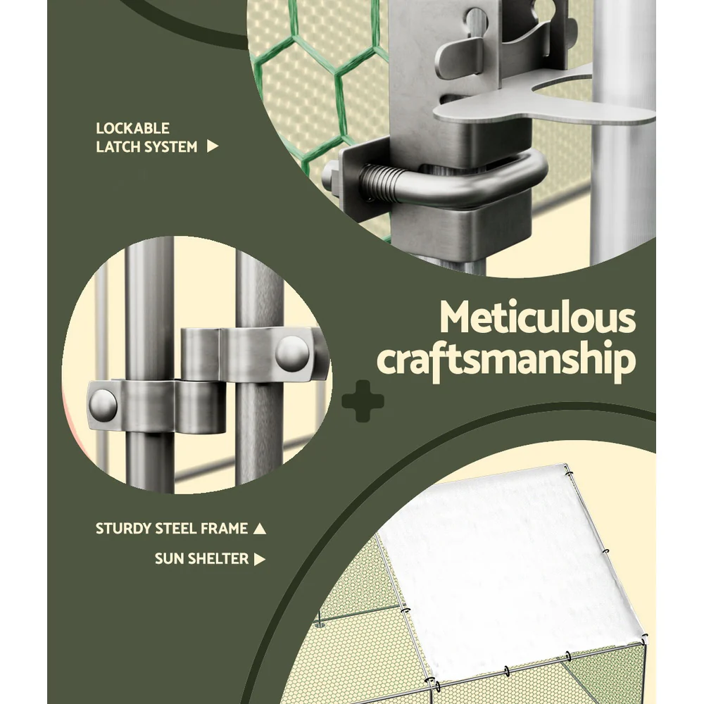 Chicken Coop Cage Run Rabbit Hutch Large Walk In Hen House Cover 8mx3mx2m - Nurns