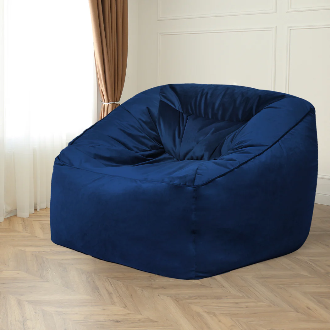 Bean Bag Chair Cover Soft Velevt Home Game Seat Lazy Sofa Cover Large - Blue - Nurns