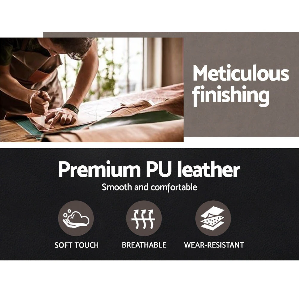 Artiss Wooden Office Chair Leather Seat Black - Nurns