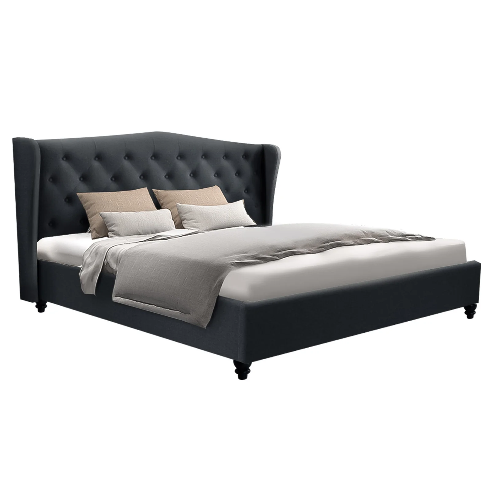Bryxton Bed Frame Fabric - Charcoal King - Nurns