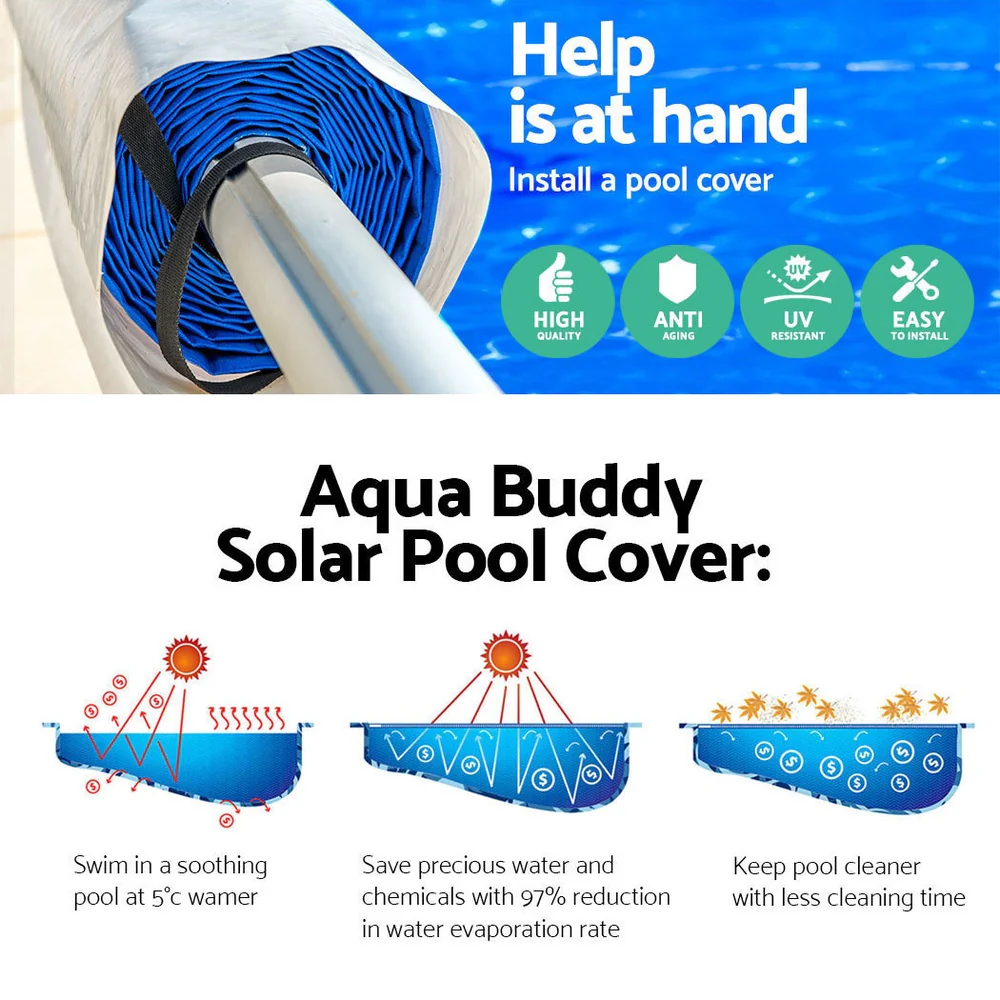 Swimming Solar Pool Cover Pools Roller Wheel Blanket 500 Micron 7X4M - Nurns