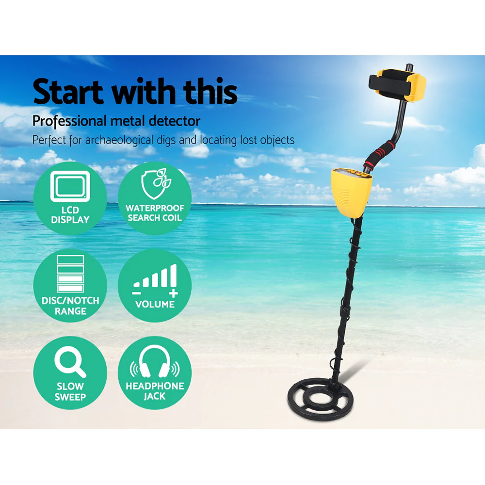 LCD Screen Metal Detector with Headphones - Yellow - Nurns
