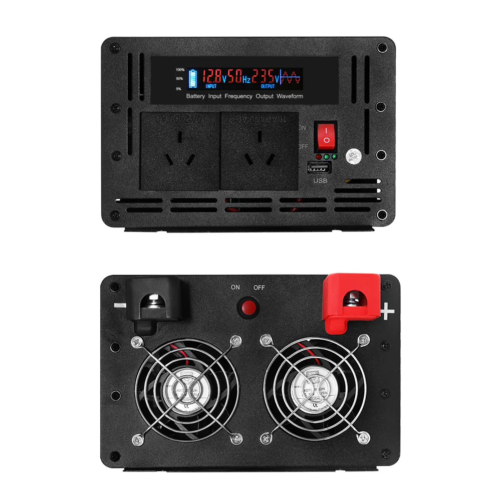 Power Inverter 12V to 240V 2500W/5000W Pure Sine Wave Camping Car Boat - Nurns