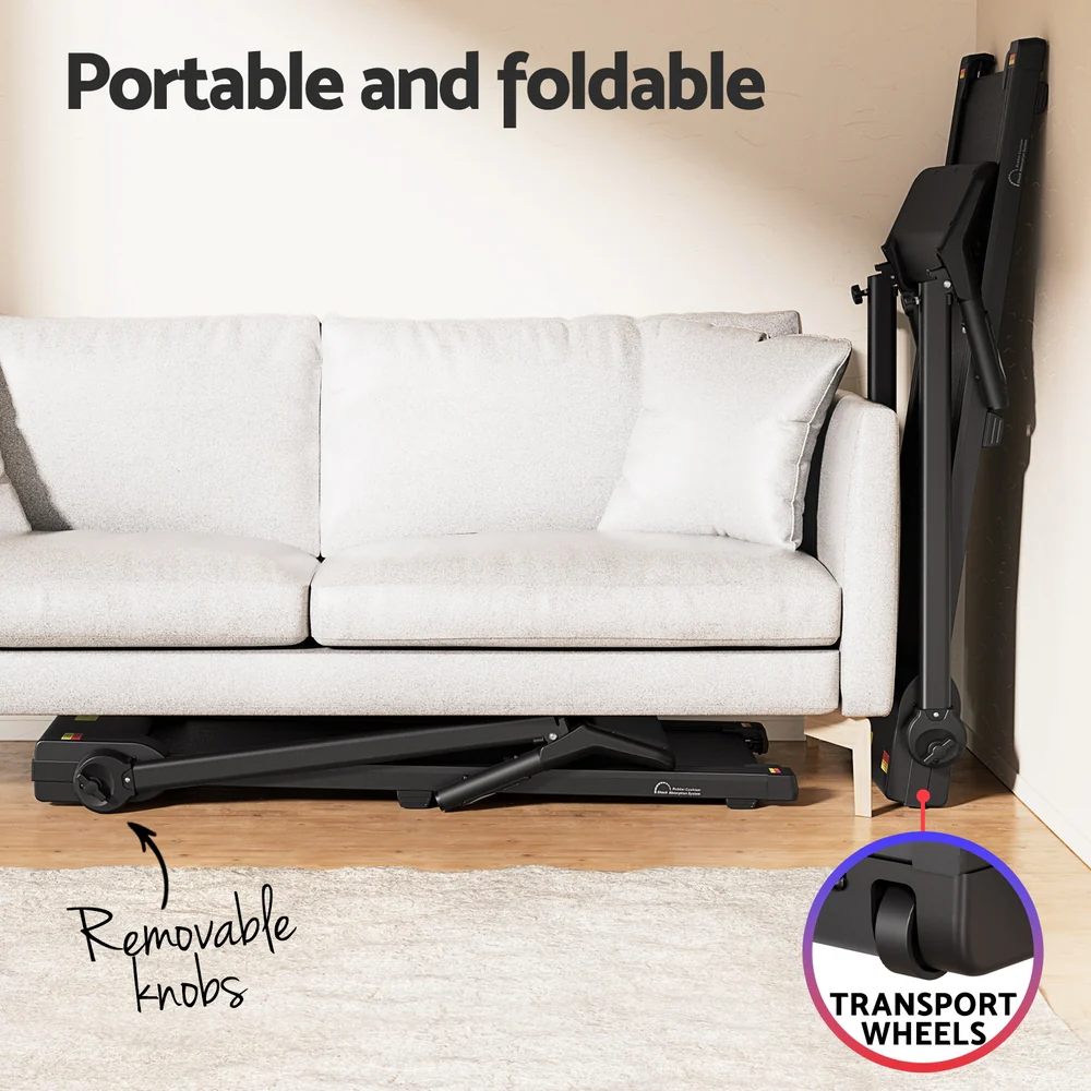 Everfit Treadmill Electric Home Gym Fitness Exercise Knob Foldable 450mm Black - Nurns