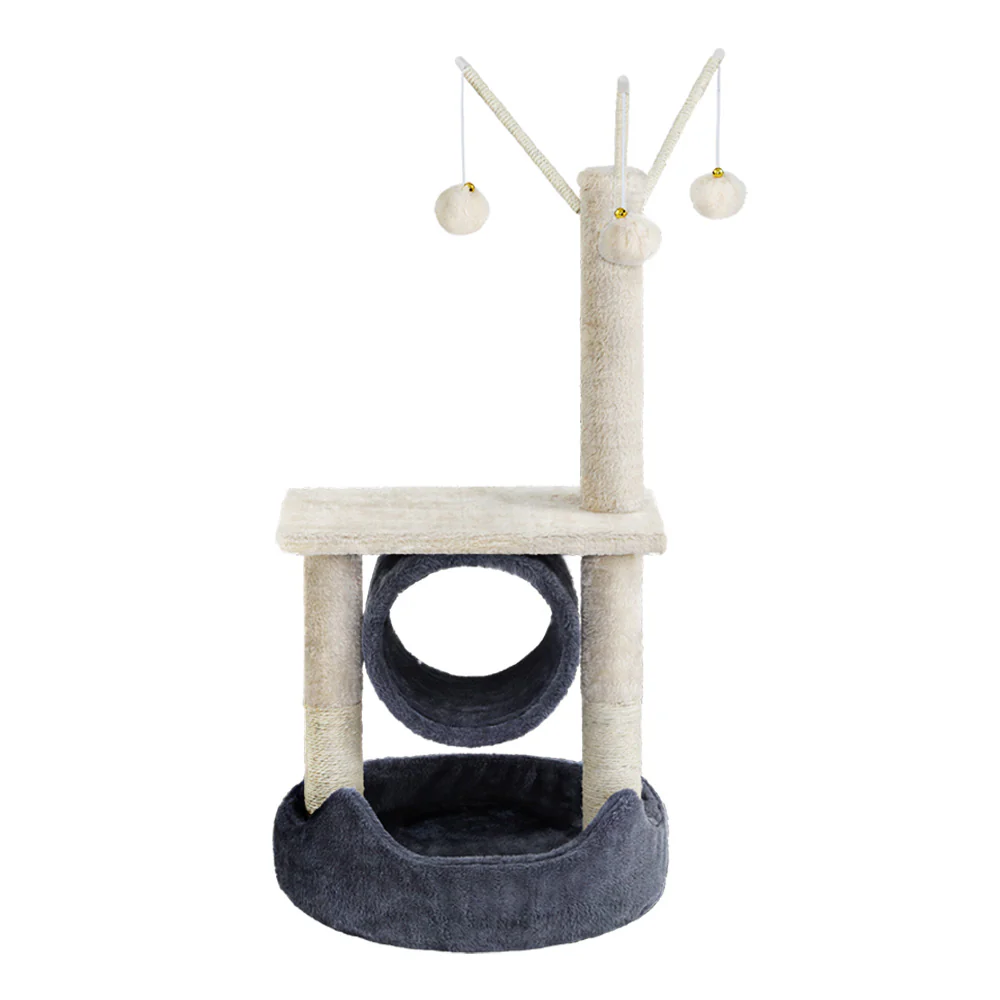 Cat Tree Scratching Post 76cm Scratcher Tower Condo House Hanging toys - Grey - Nurns