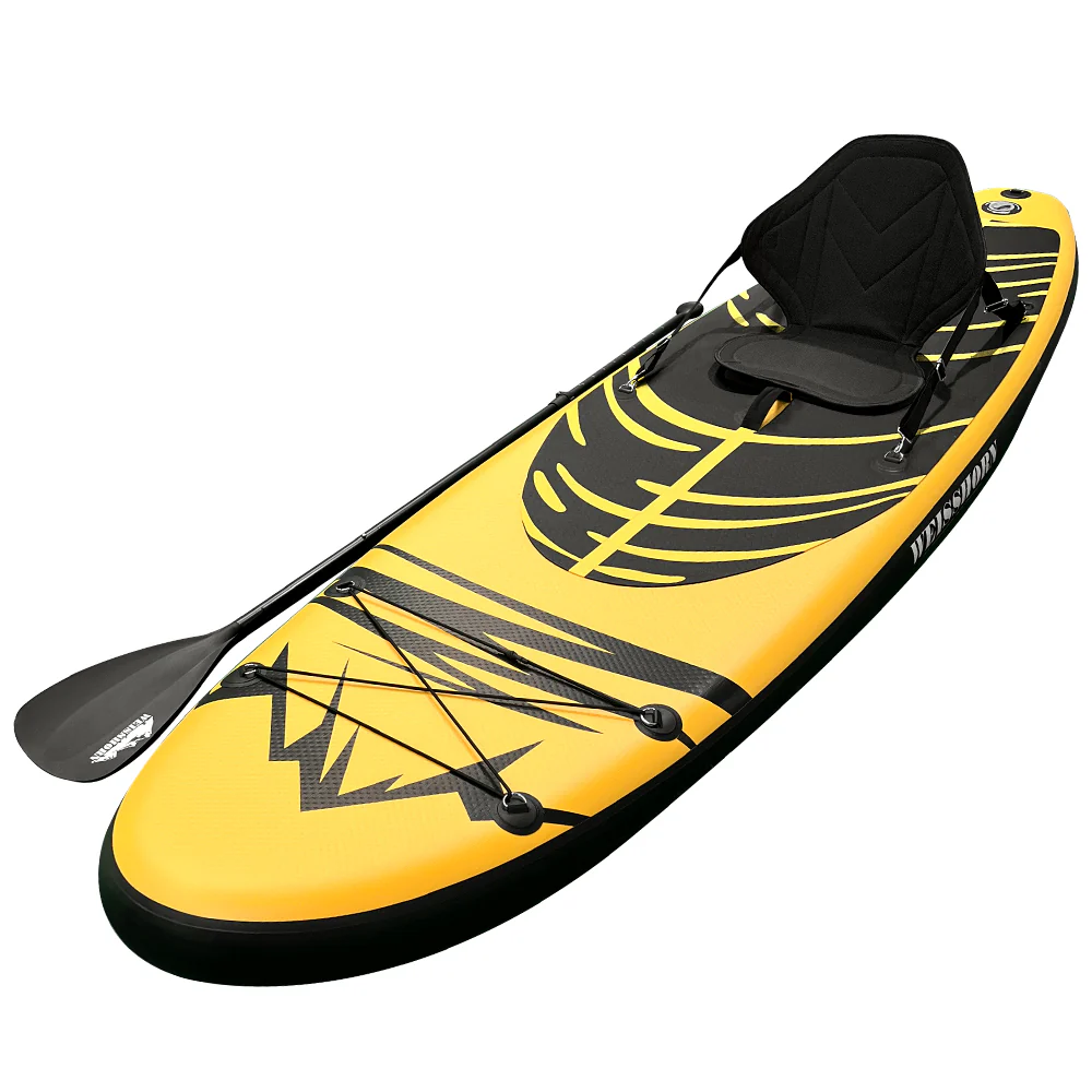 Stand Up Paddle Board 10.6ft Inflatable SUP Surfboard Paddleboard Kayak Surf - Yellow - Nurns