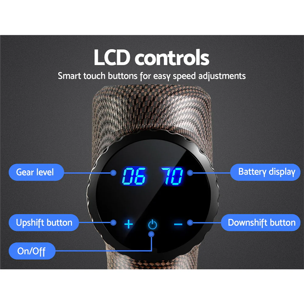 Everfit Massage Gun 6 Heads Massager Electric LCD Vibration Relief Percussion - Nurns