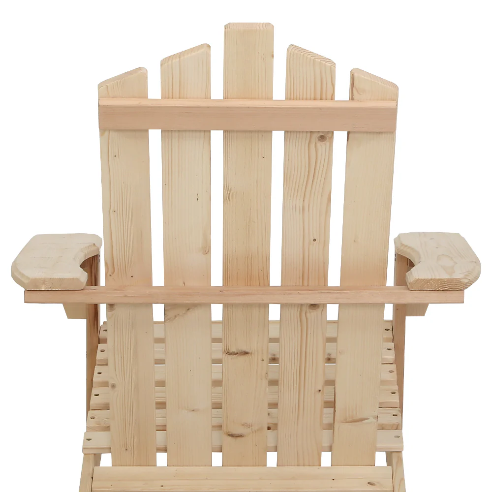 Adirondack Gardeon 3PC Outdoor Table and Chairs Wooden Beach Chair Natural - Nurns