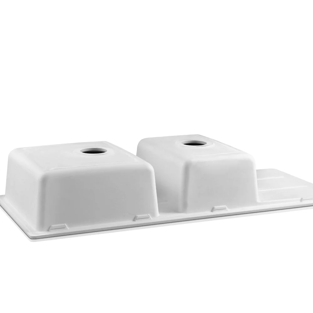 Stone Kitchen Sink 1160X500MM Granite Under/Topmount Basin Double Bowl White - Nurns