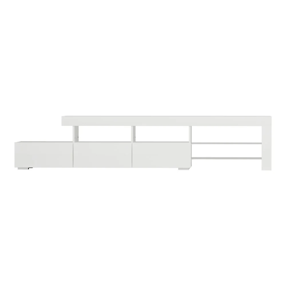 Trina 215cm TV Cabinet Entertainment Unit Stand RGB LED Gloss Furniture - White - Nurns