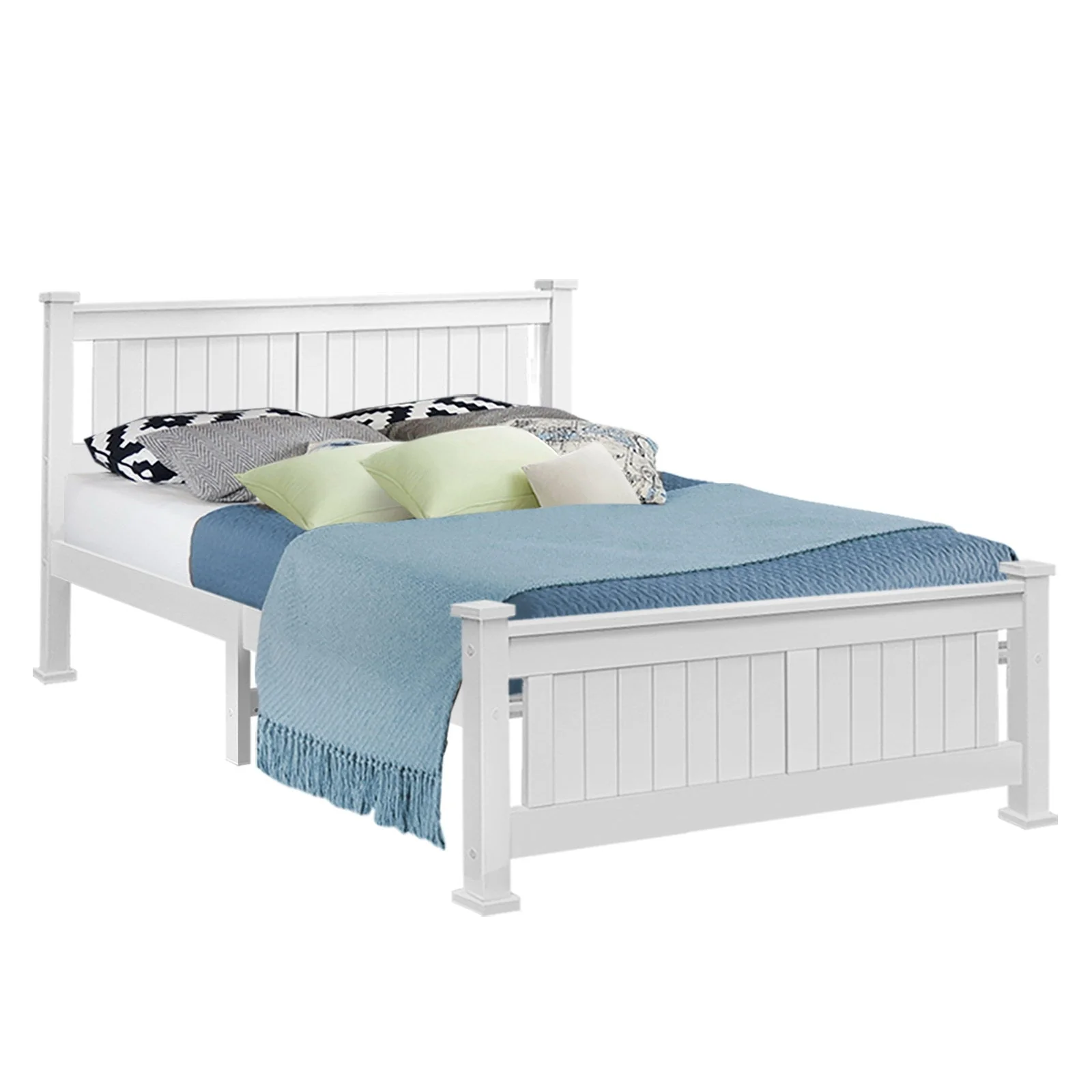 Amber Bed & Mattress Package no Drawers - White Queen - Nurns