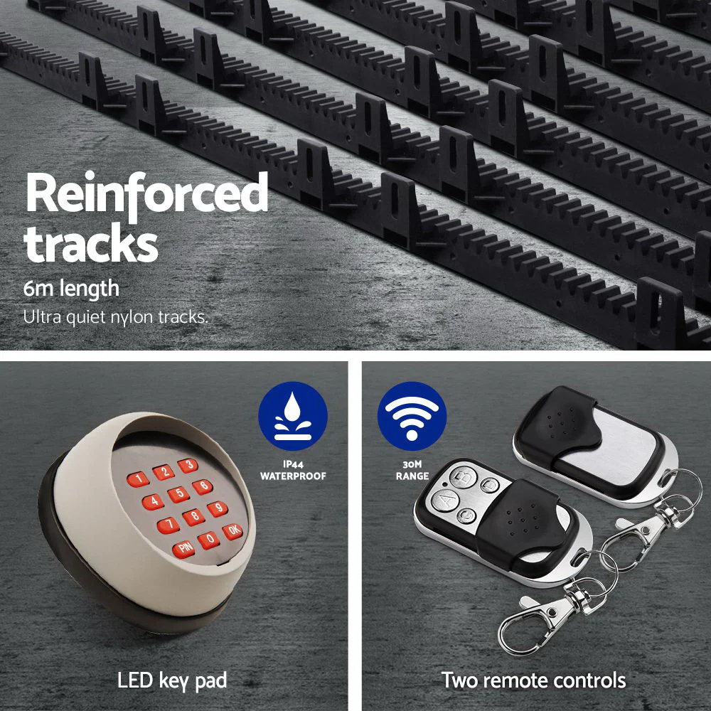 Auto Electric Sliding Gate Opener 1000kg Keypad 6m Rails - Nurns