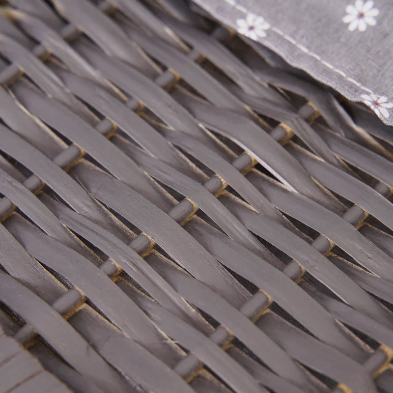 Belleville Wooden Bedside Tables with Wicker Basket - Grey - Nurns