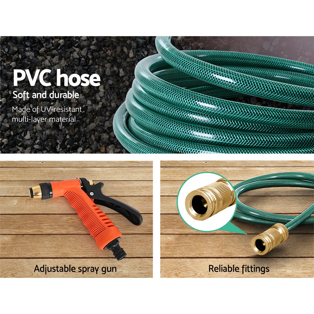 Retractable Hose Reel 30M Garden Water Brass Spray Gun Auto Rewind - Nurns