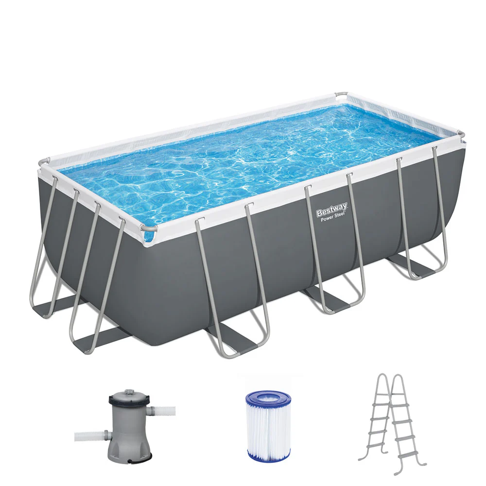 Bestway Swimming Pool 412x201x122cm Steel Frame Above Ground Pools Filter Pump Ladder 8124L - Nurns