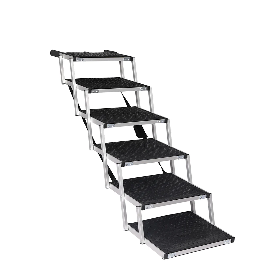 PaWz 6 Steps Dog Ramp Adjustable Height Black - Nurns