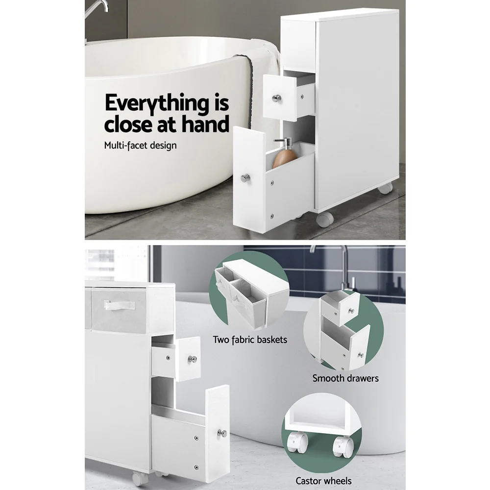 Bathroom Cabinet Toilet Storage Caddy Holder w/ Wheels - Nurns