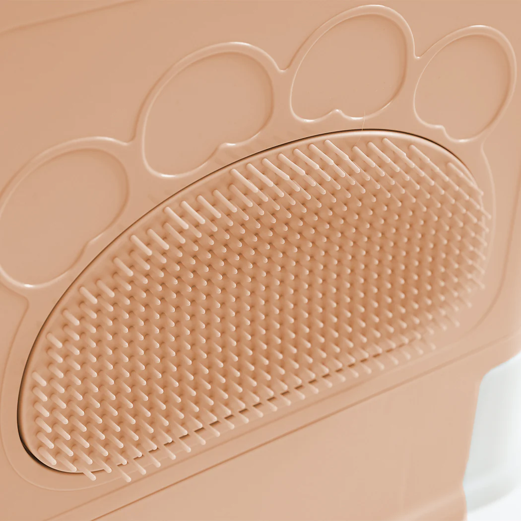 Foldable Cat Litter Box Tray Enclosed Kitty Toilet Hood Hair Grooming Pink - Pink - Nurns