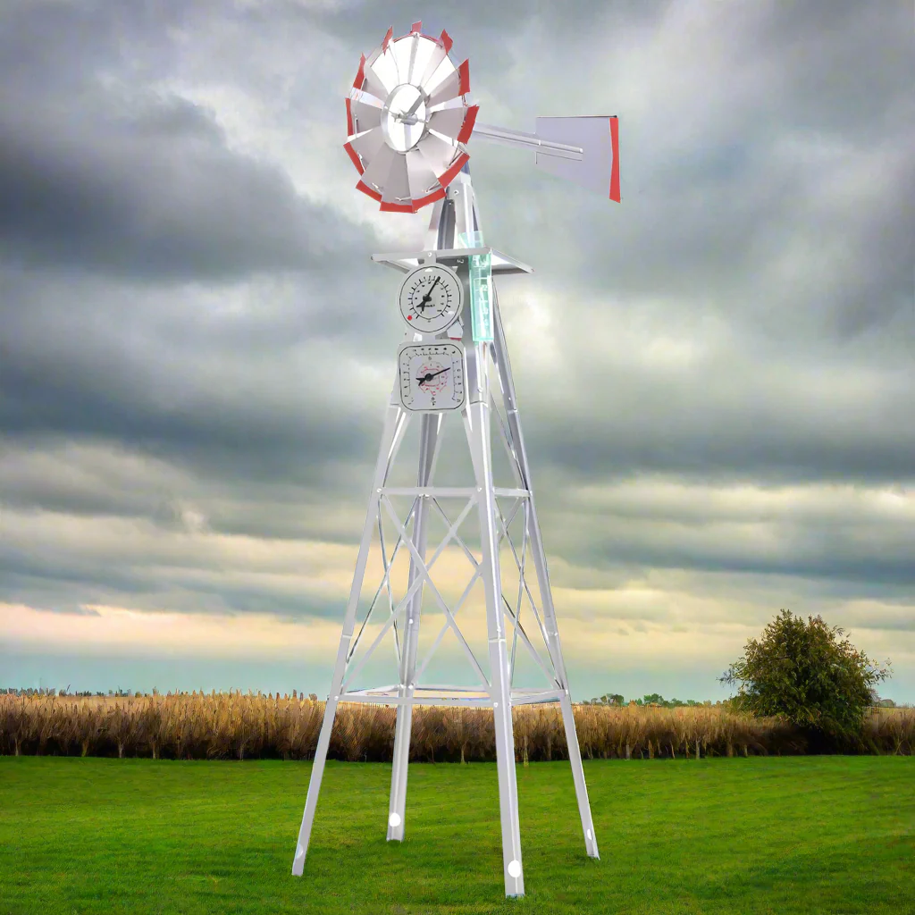 Garden Windmill 6ft 186cm Metal Ornaments Outdoor Decor Ornamental Wind Will - Nurns