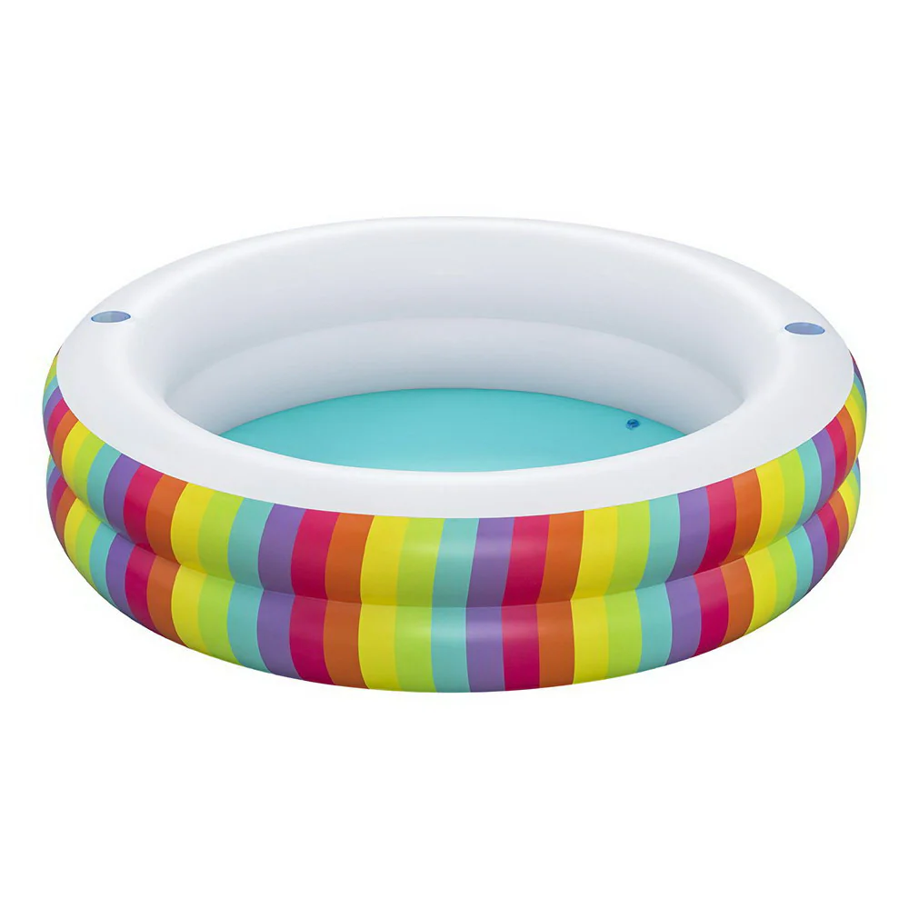 Bestway Kids Inflatable Round Pool Above Ground Cup Holder Rainbow 206x206x51cm - Nurns