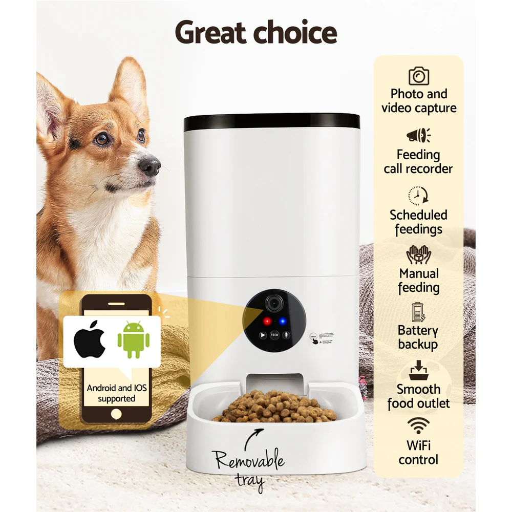 Automatic Pet Feeder 6L Auto Camera Dog Cat Smart Video Wifi Food App Hd - Nurns
