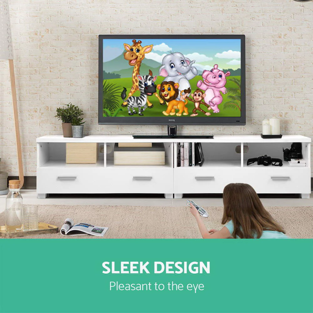 Larsen 180cm TV Stand Entertainment Unit with Drawers - White - White - Nurns