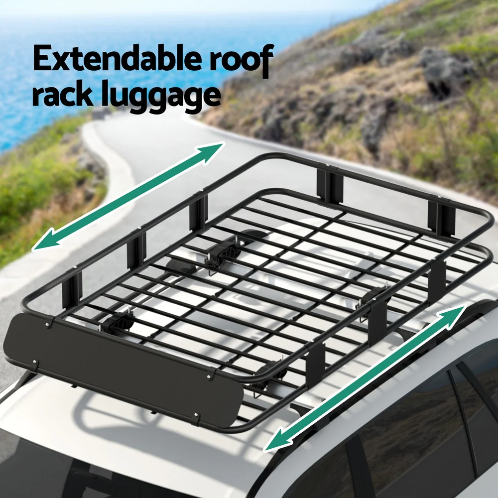 Universal Car Roof Rack Basket Luggage Vehicle Cargo Carrier 160cm Black - Nurns