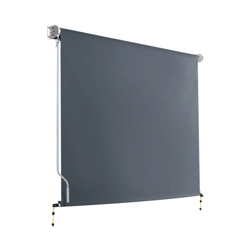 Instahut Outdoor Blinds Blackout Roll Down Awning Window Shade 2.4x2.5M Grey - Nurns