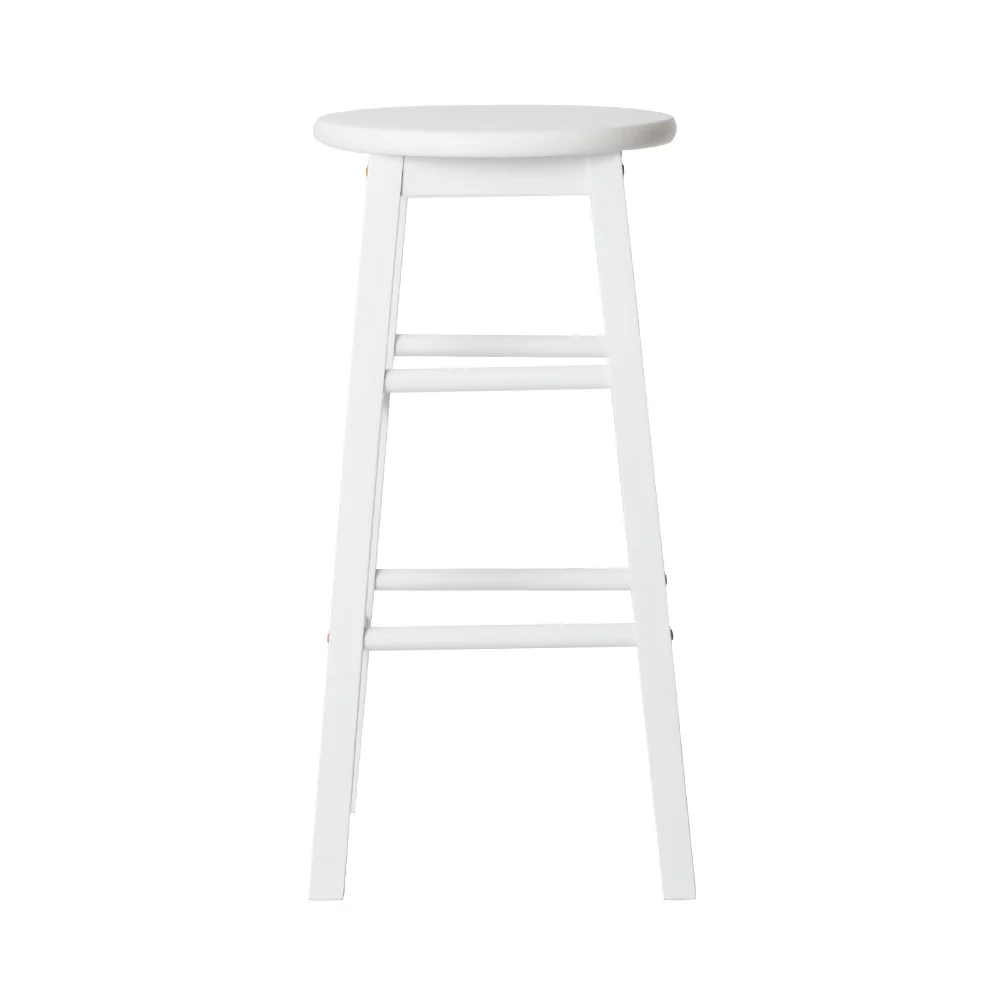 Set of 2 Lucerne Beech Wood Backless Bar Stools - White - Nurns