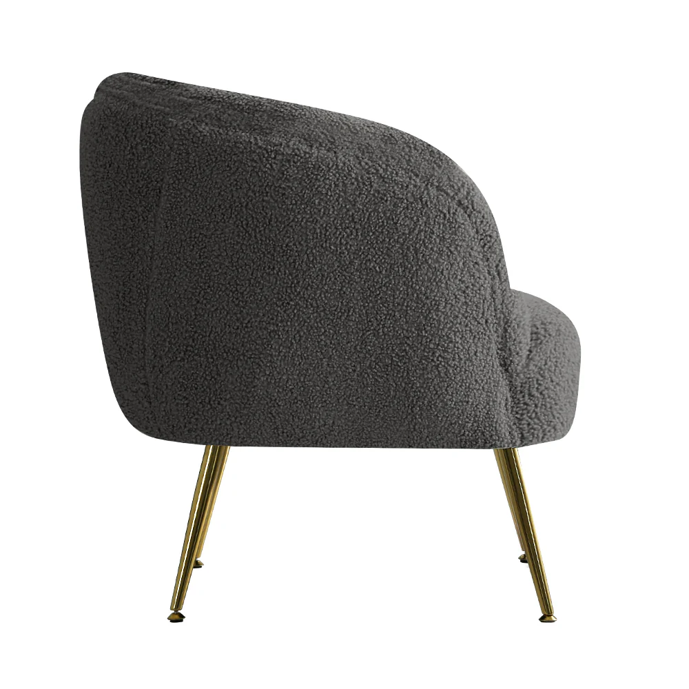 Macy Accent Sherpa Bouclé Lounge Armchair - Charcoal - Nurns