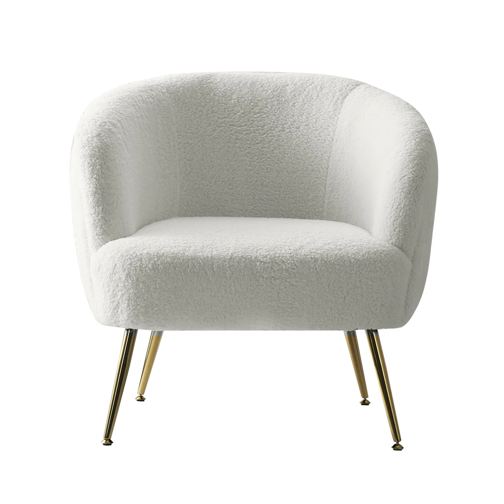 Macy Accent Sherpa Bouclé Lounge Armchair - White - Nurns