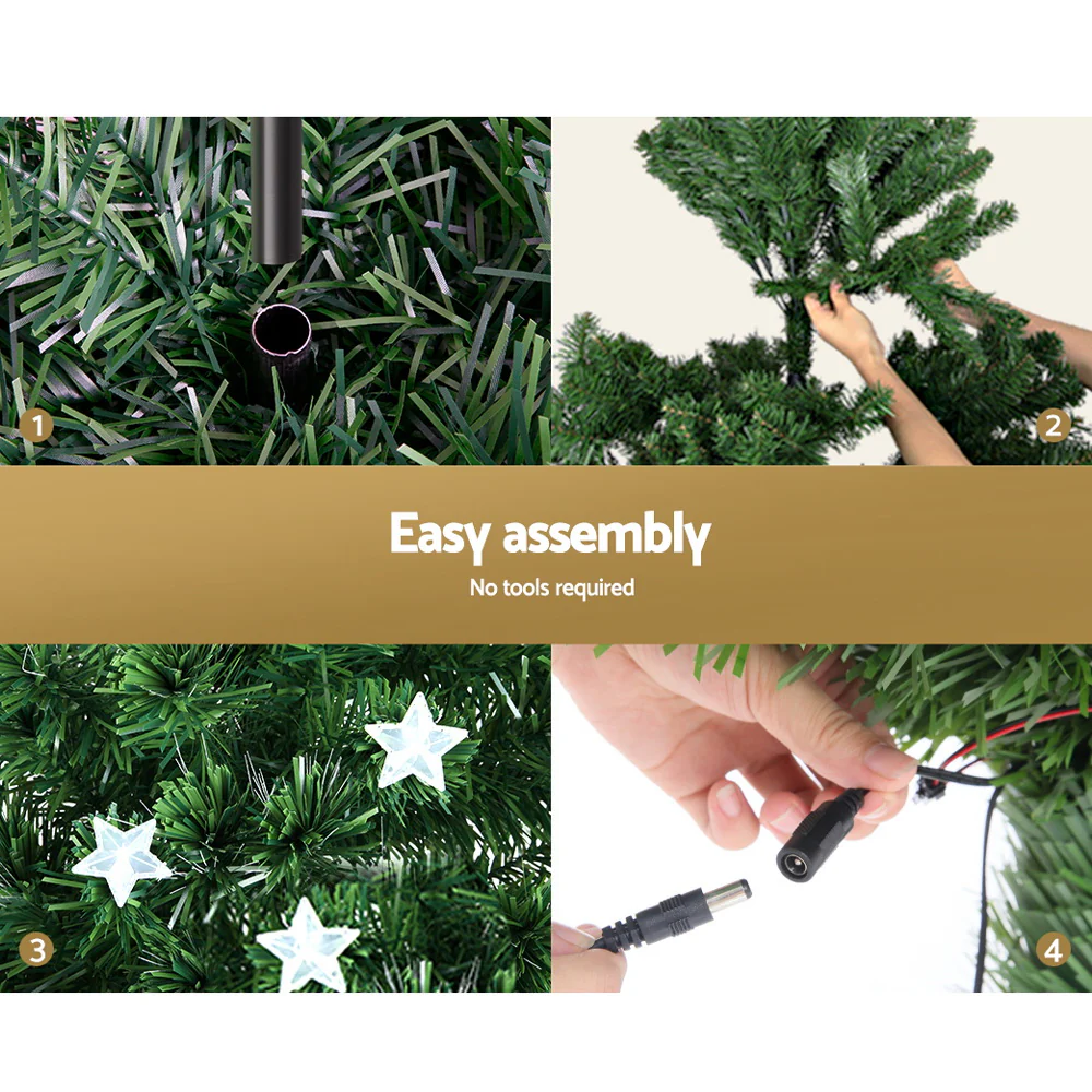 6ft 1.8m 250 Tips Christmas Tree Optic Fibre Xmas tree - Multi Colour - Nurns