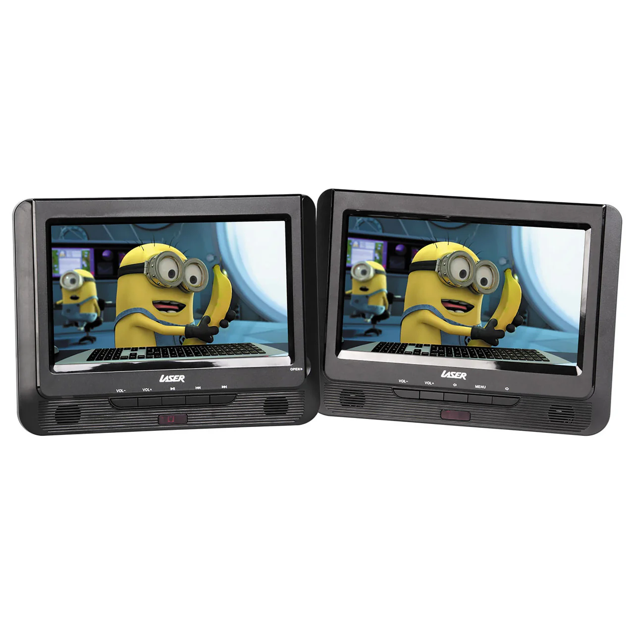 Laser 9 Inch Dual Screen DVD Player - Black - Nurns